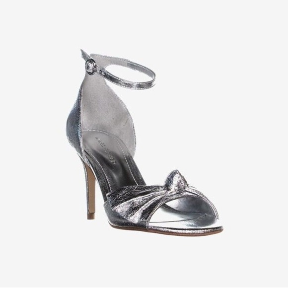 Marc Fisher Shoes - Marc Fisher - Women's Brodie Buckle Knotted‎ Heel Sandals - Size 8.5 - Silver